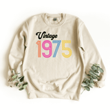 Sweatshirts-Vintage Custom Birthday Sweatshirt (Customized Year)-S-Sand-Jack N Roy