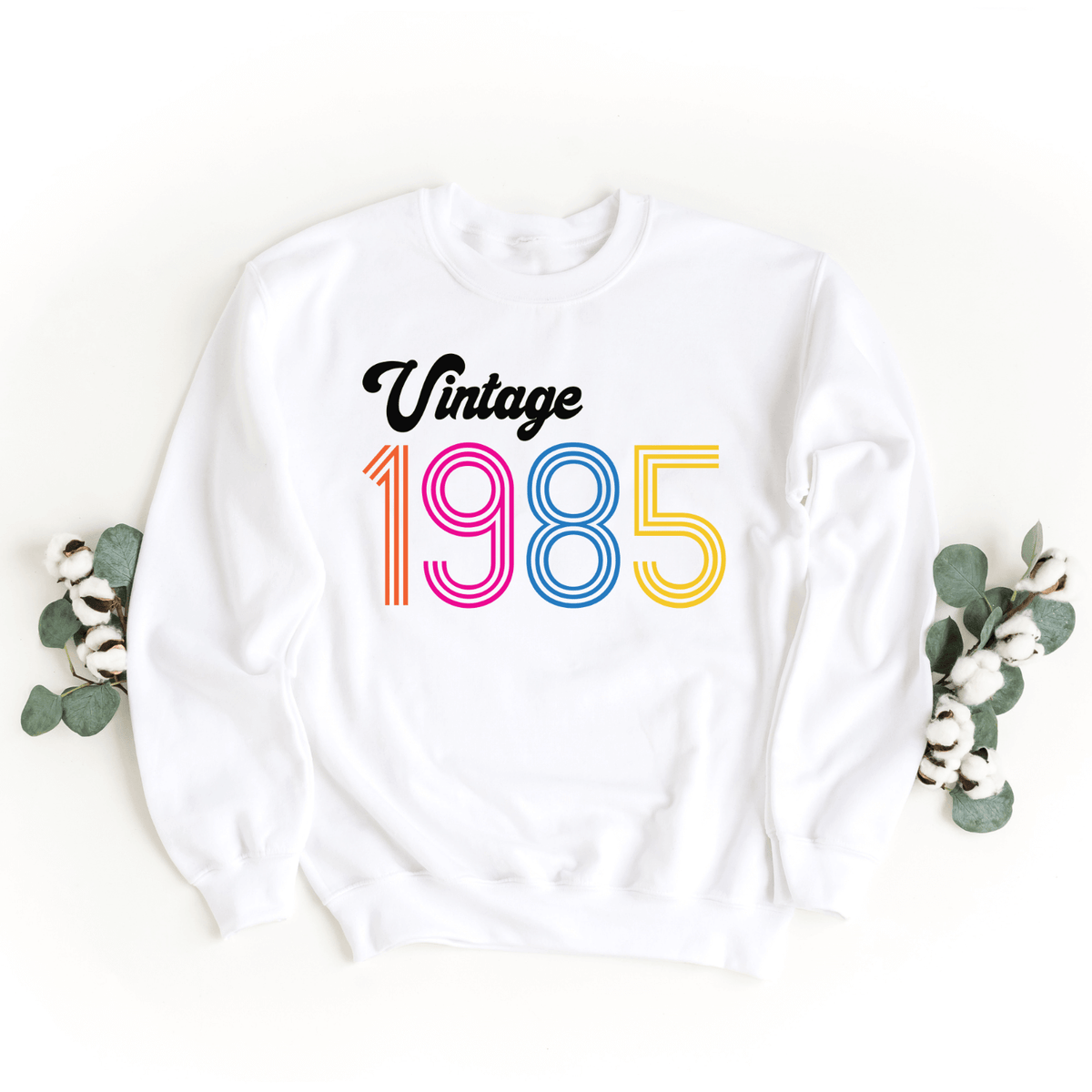 Sweatshirts-Vintage Custom Birthday Sweatshirt (Customized Year)-S-White-Jack N Roy