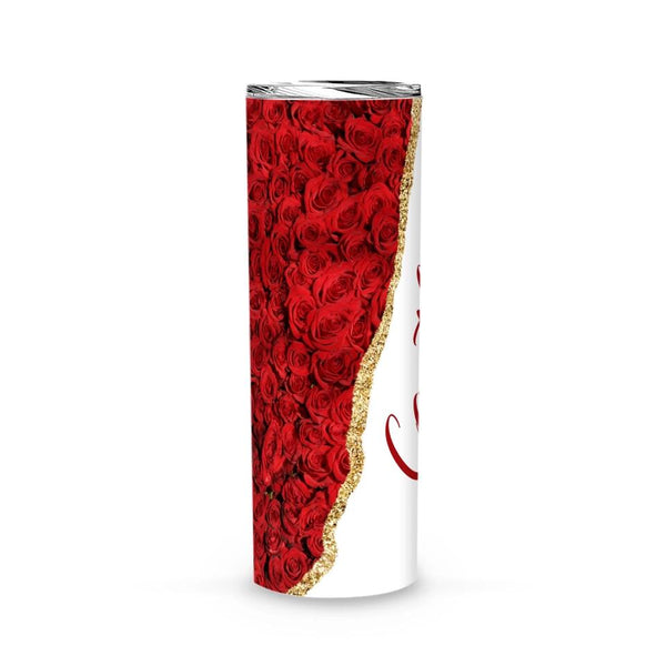 Tumblers-Personalized Skinny Tumbler (20oz) - Red Rose-Skinny Tumbler 20oz - Red Rose-White-Jack N Roy