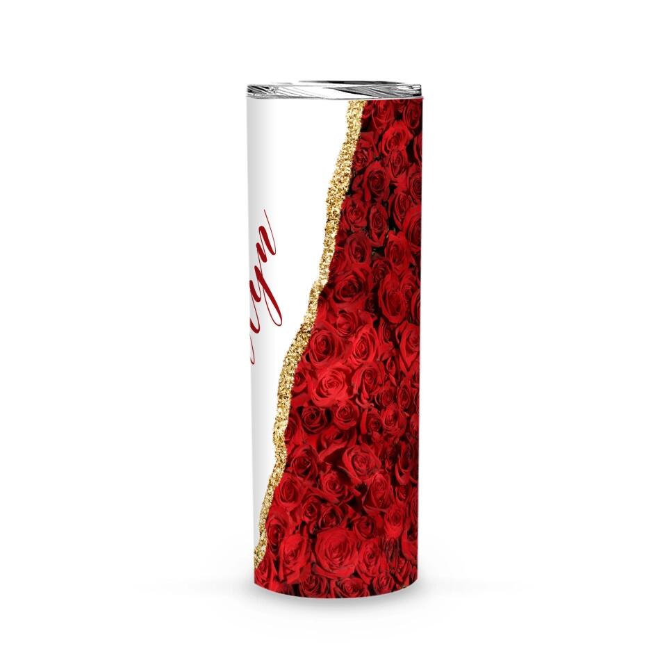 Tumblers-Personalized Skinny Tumbler (20oz) - Red Rose-Skinny Tumbler 20oz - Red Rose-White-Jack N Roy