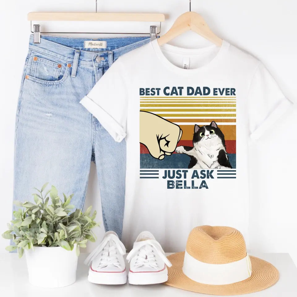 T-Shirt-Best Cat Dad Ever - Personalized Unisex T-Shirt / Sweatshirt-Unisex T-Shirt-White-Jack N Roy