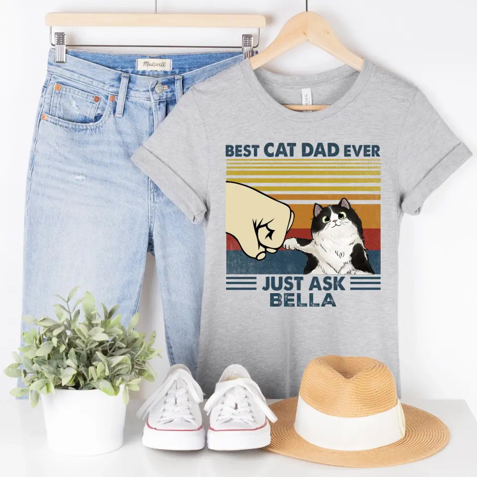 T-Shirt-Best Cat Dad Ever - Personalized Unisex T-Shirt / Sweatshirt-Unisex T-Shirt-Athletic Heather-Jack N Roy