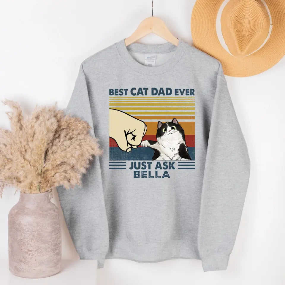 T-Shirt-Best Cat Dad Ever - Personalized Unisex T-Shirt / Sweatshirt-Unisex Sweatshirt-Sport Grey-Jack N Roy