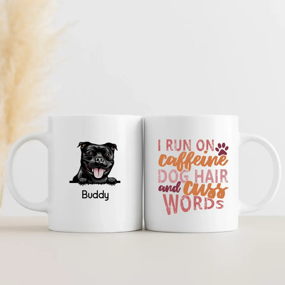 Mug-Caffeine, Dog Hair and Cuss Words - Personalized Mug (11oz/15oz)-White Mug-White-Jack N Roy