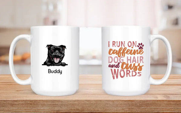 Mug-Caffeine, Dog Hair and Cuss Words - Personalized Mug (11oz/15oz)-White Mug-White-Jack N Roy