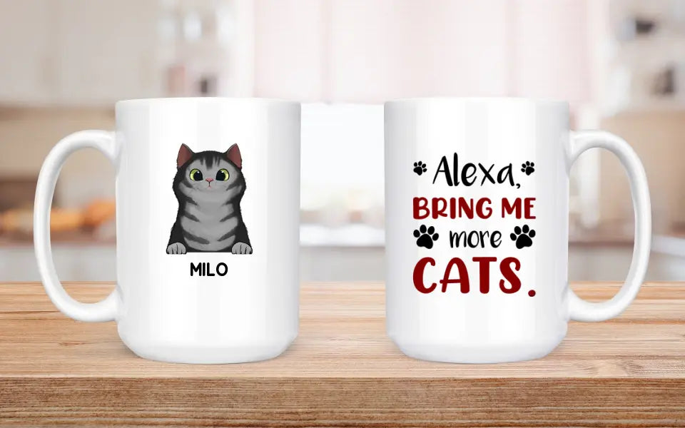 Mug-Alexa, Bring Me More Cats - Personalized Mug (11oz/15oz)-White Mug-White-Jack N Roy