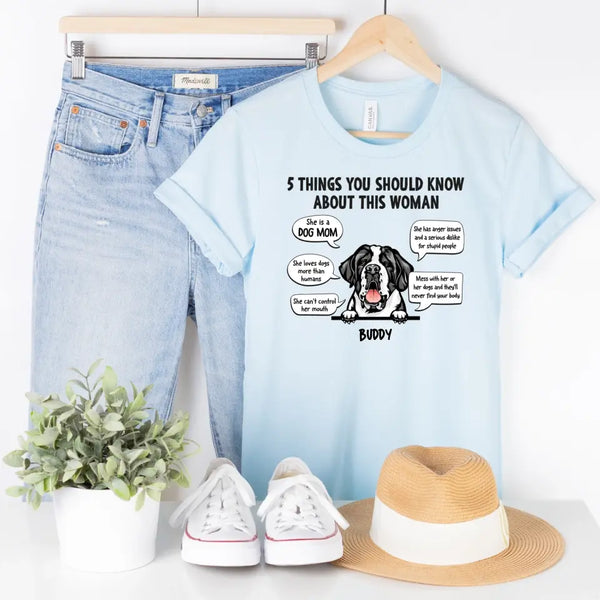 T-Shirt-5 Things You Should Know - Personalized Unisex T-Shirt - Dog Mom Gift-Unisex T-Shirt-Heather Ice Blue-Jack N Roy