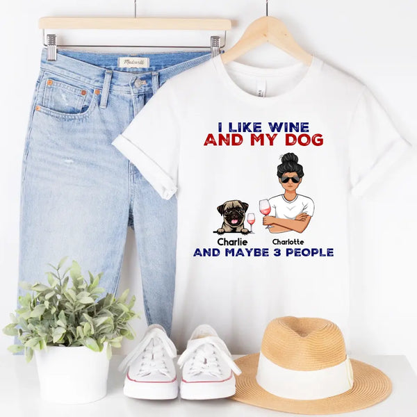 T-Shirt-I Like Wine And My Dog - Personalized Unisex T-Shirt-Unisex T-Shirt-White-Jack N Roy