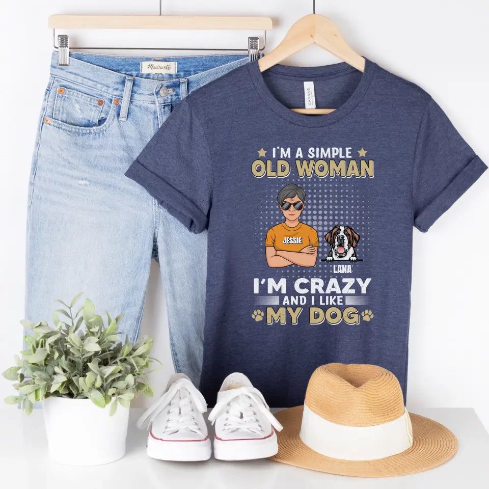 T-Shirt-I'm Crazy and I Like My Dog(s) - Personalized Unisex T-Shirt / Sweatshirt-Unisex T-Shirt-Heather Navy-Jack N Roy