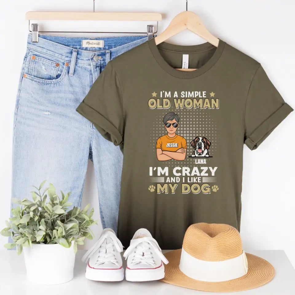 T-Shirt-I'm Crazy and I Like My Dog(s) - Personalized Unisex T-Shirt / Sweatshirt-Unisex T-Shirt-Army-Jack N Roy