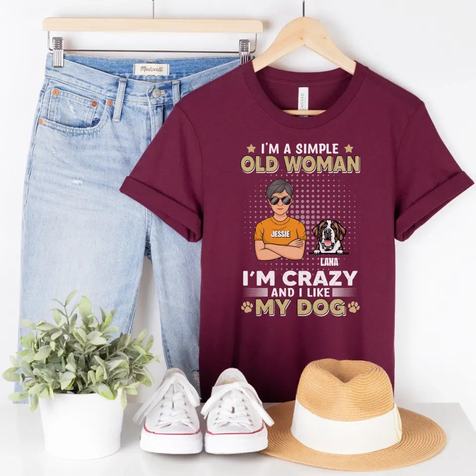 T-Shirt-I'm Crazy and I Like My Dog(s) - Personalized Unisex T-Shirt / Sweatshirt-Unisex T-Shirt-Maroon-Jack N Roy