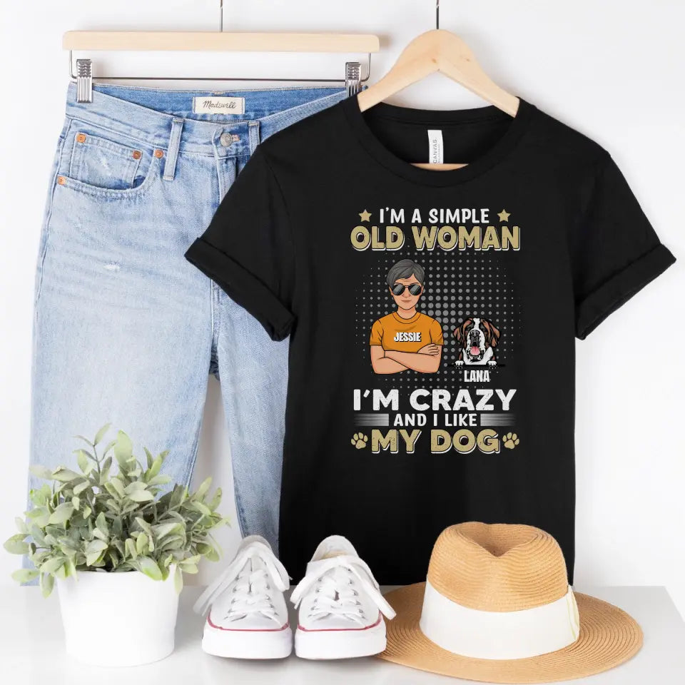 T-Shirt-I'm Crazy and I Like My Dog(s) - Personalized Unisex T-Shirt / Sweatshirt-Unisex T-Shirt-Black-Jack N Roy