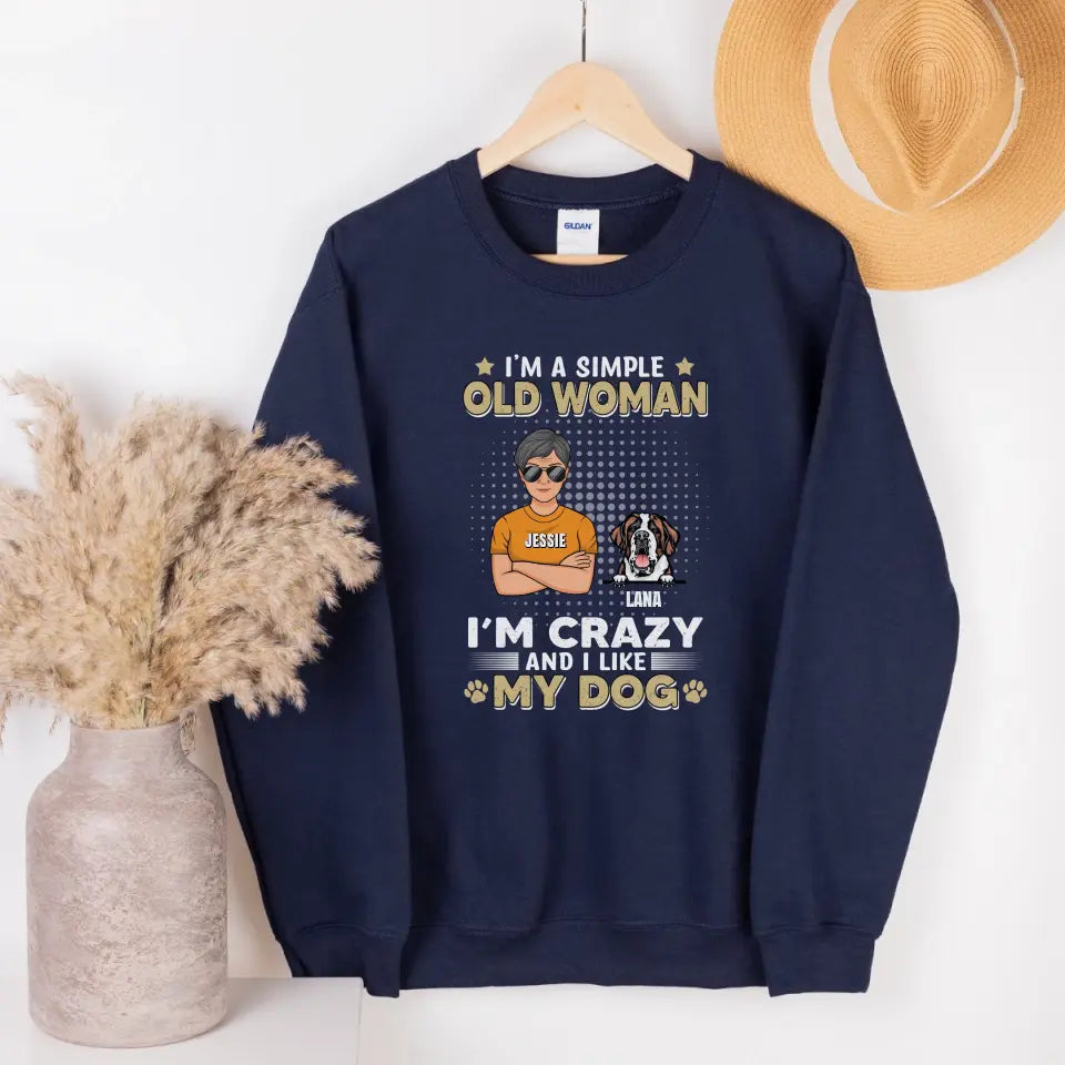 T-Shirt-I'm Crazy and I Like My Dog(s) - Personalized Unisex T-Shirt / Sweatshirt-Unisex Sweatshirt-Navy-Jack N Roy