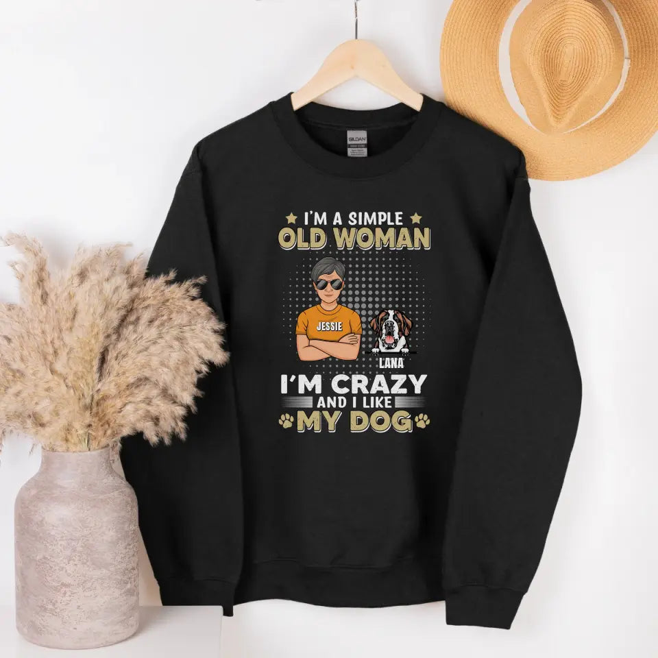 T-Shirt-I'm Crazy and I Like My Dog(s) - Personalized Unisex T-Shirt / Sweatshirt-Unisex Sweatshirt-Black-Jack N Roy