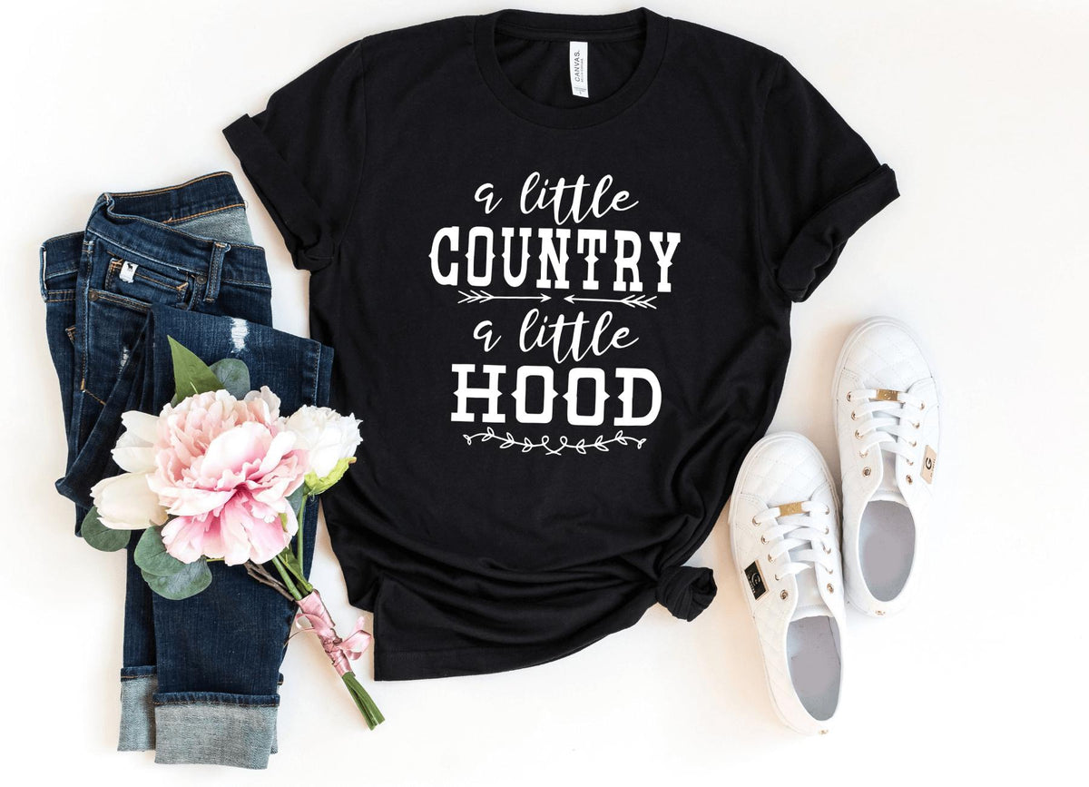 T-Shirt-A Little Country A Little Hood T-Shirt-S-Black-Jack N Roy