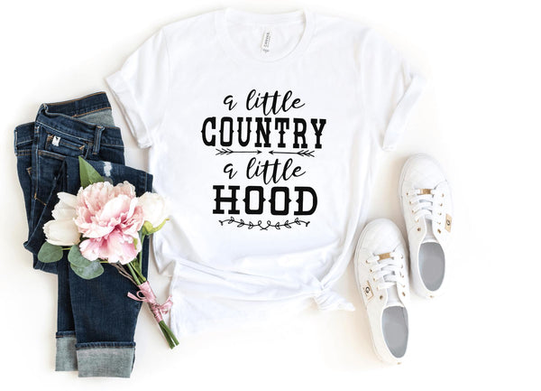 T-Shirt-A Little Country A Little Hood T-Shirt-S-White-Jack N Roy