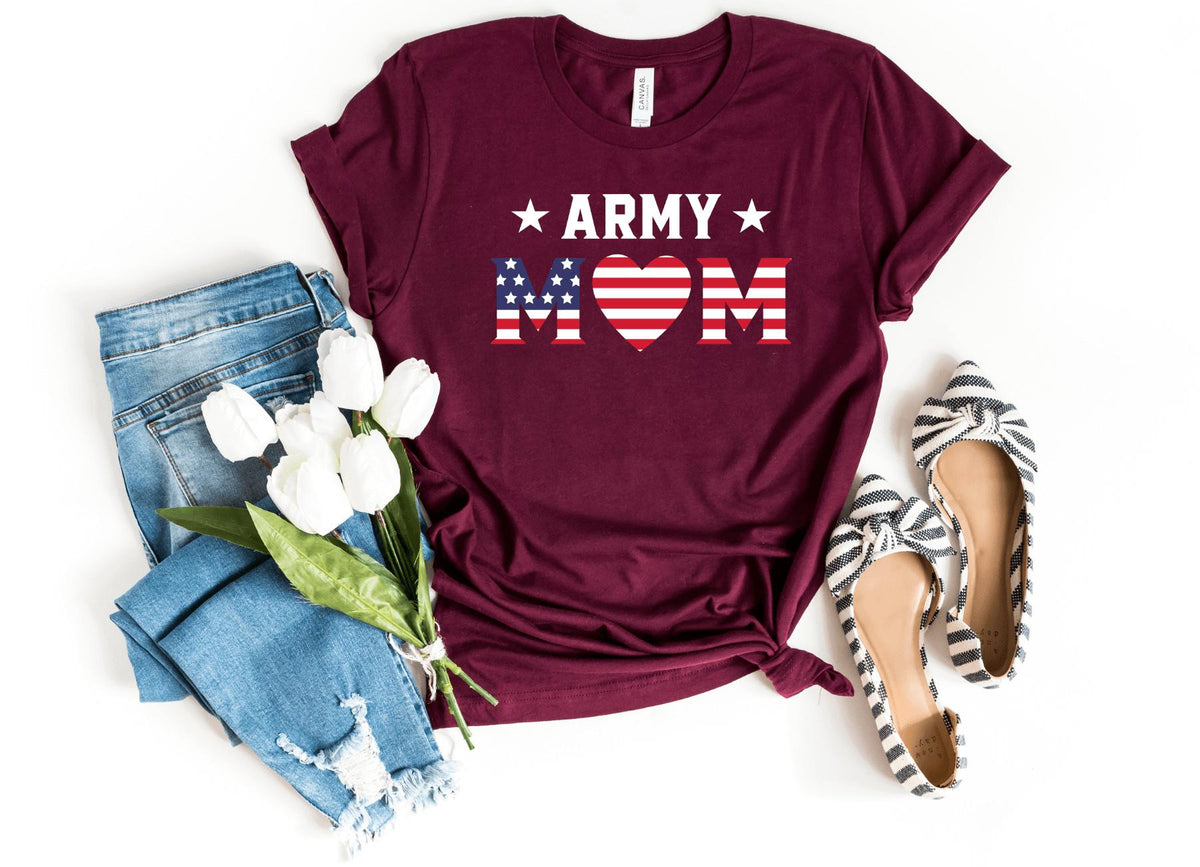 T-Shirt-Army Mom T-Shirt-S-Maroon-Jack N Roy