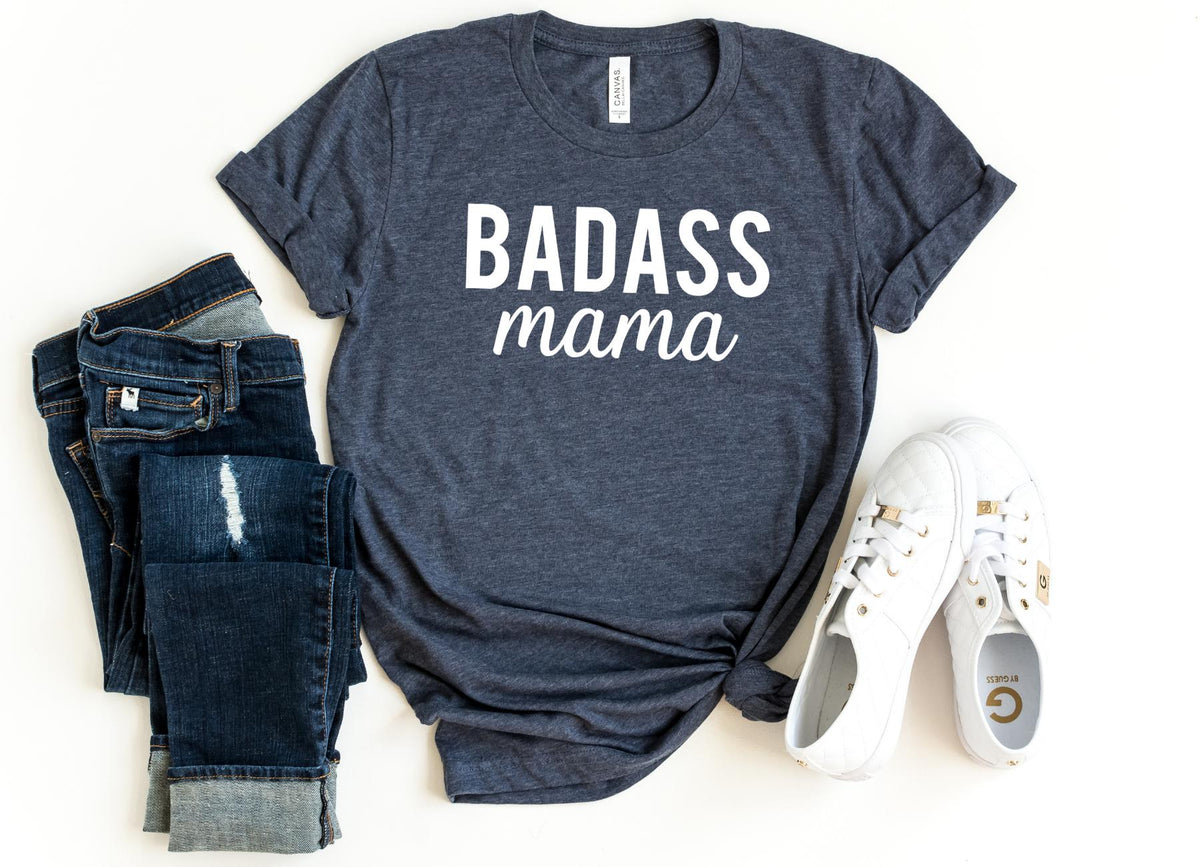 T-Shirt-BADASS MAMA T-Shirt-S-Heather Navy-Jack N Roy