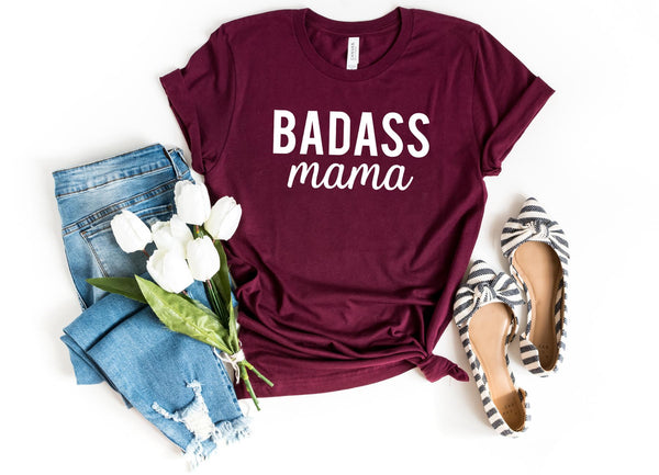 T-Shirt-BADASS MAMA T-Shirt-S-Maroon-Jack N Roy