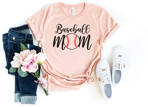 T-Shirt-Baseball Mom T-Shirt-S-Heather Peach-Jack N Roy