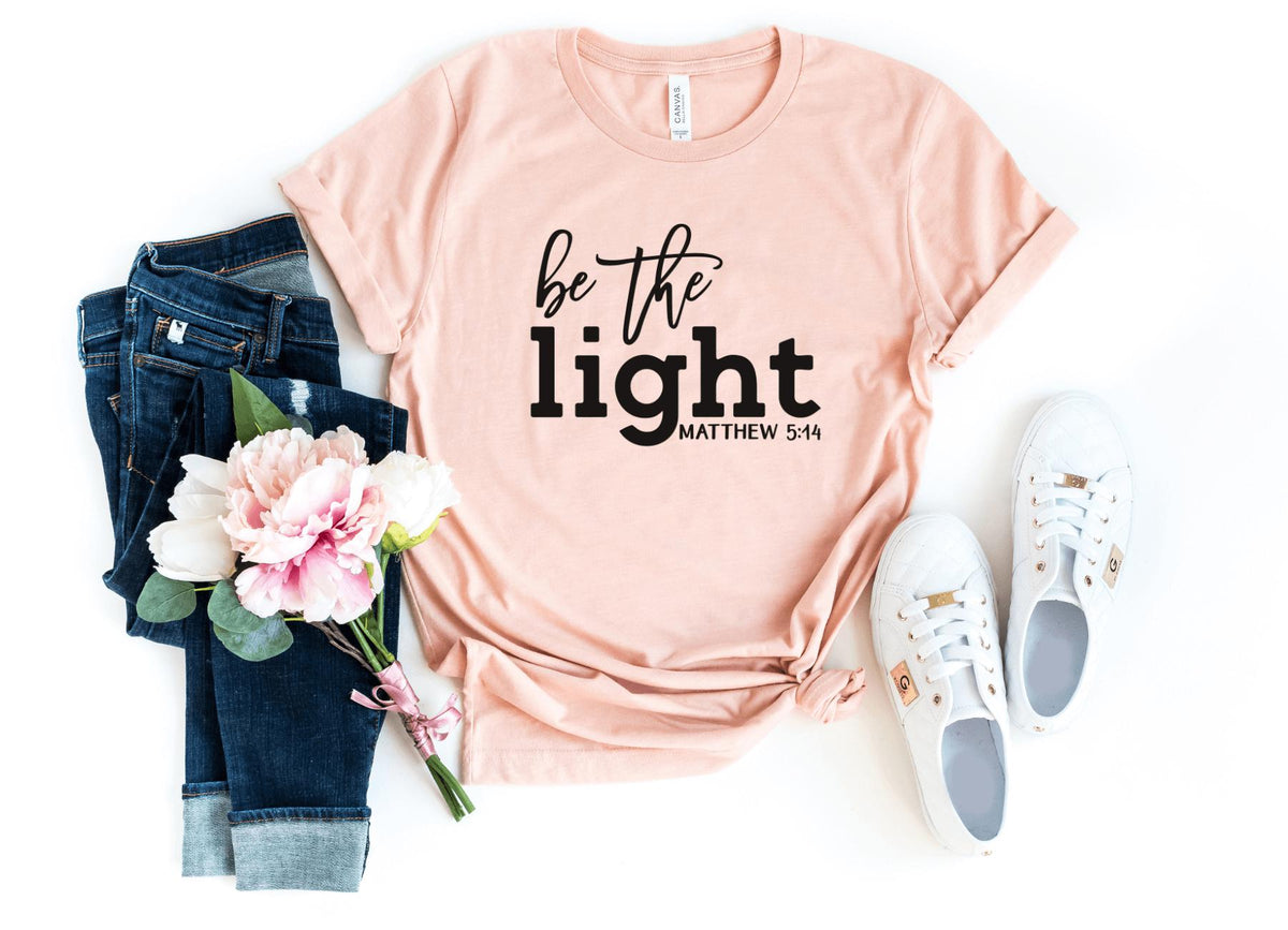 T-Shirt-Be The Light T-Shirt-S-Heather Peach-Jack N Roy