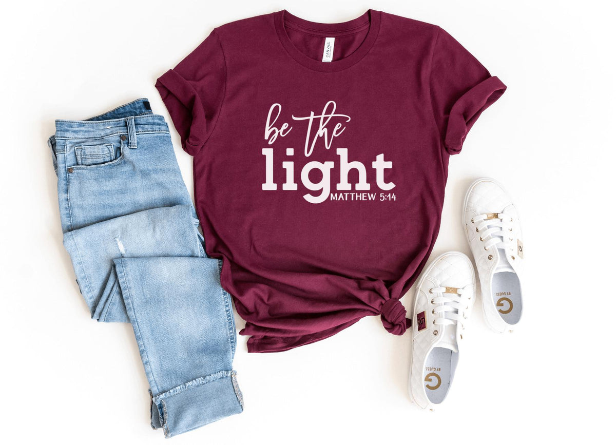 T-Shirt-Be The Light T-Shirt-S-Maroon-Jack N Roy