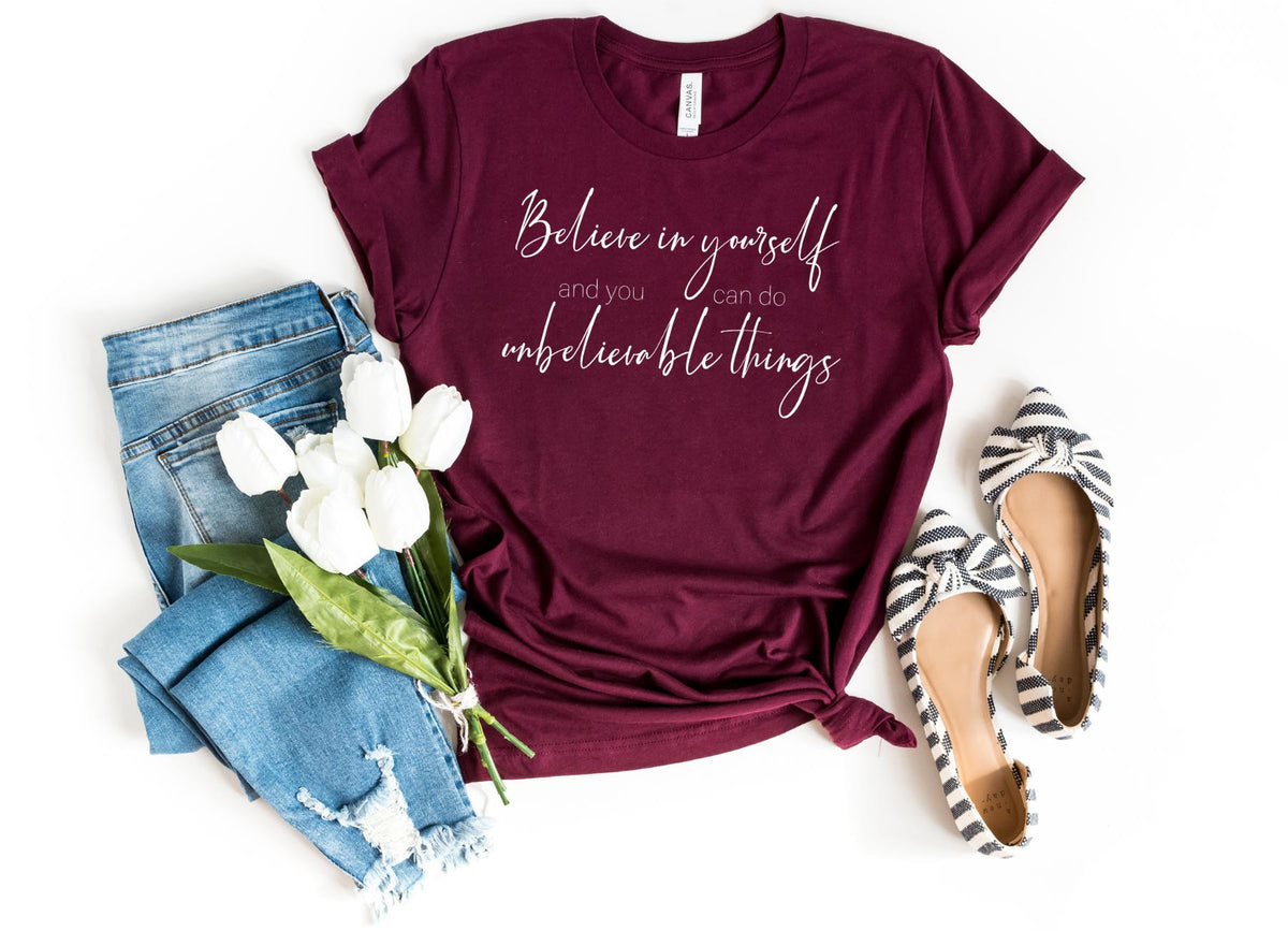 T-Shirt-Believe In Yourself T-Shirt-S-Maroon-Jack N Roy