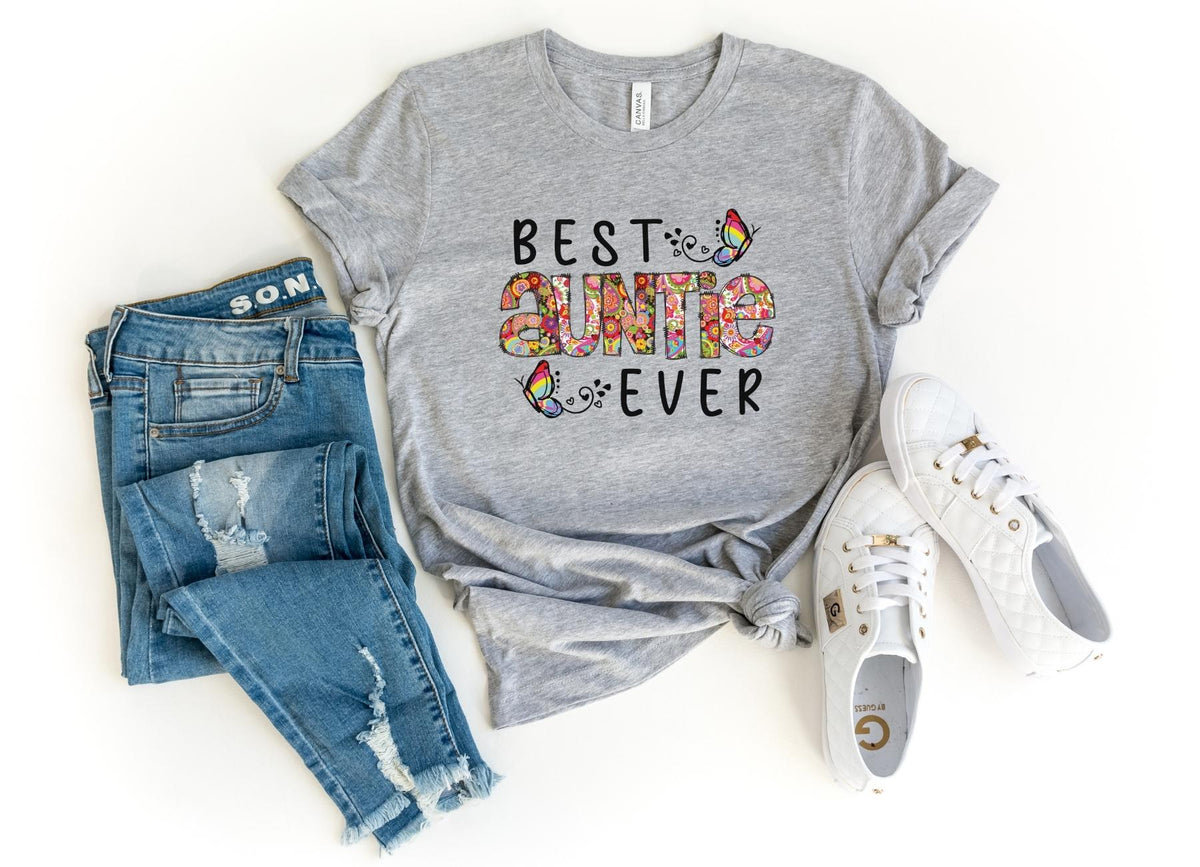 T-Shirt-Best Auntie Ever (Paisley Design) T-Shirt-S-Athletic Heather-Jack N Roy