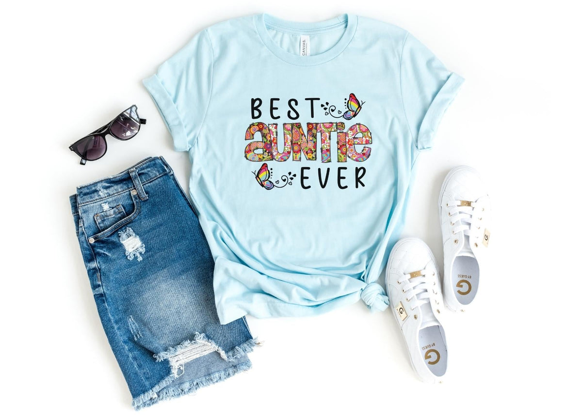 T-Shirt-Best Auntie Ever (Paisley Design) T-Shirt-S-Heather Ice Blue-Jack N Roy