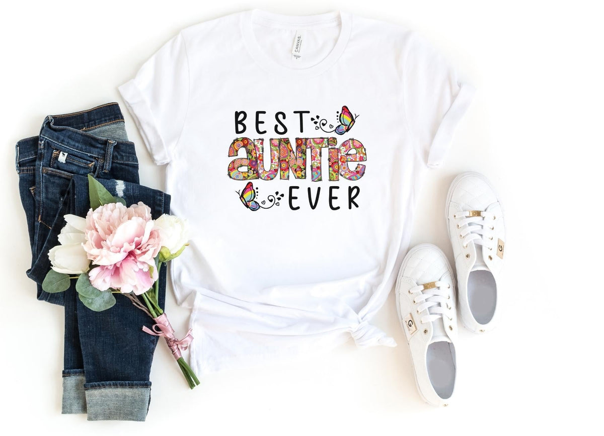 T-Shirt-Best Auntie Ever (Paisley Design) T-Shirt-S-White-Jack N Roy