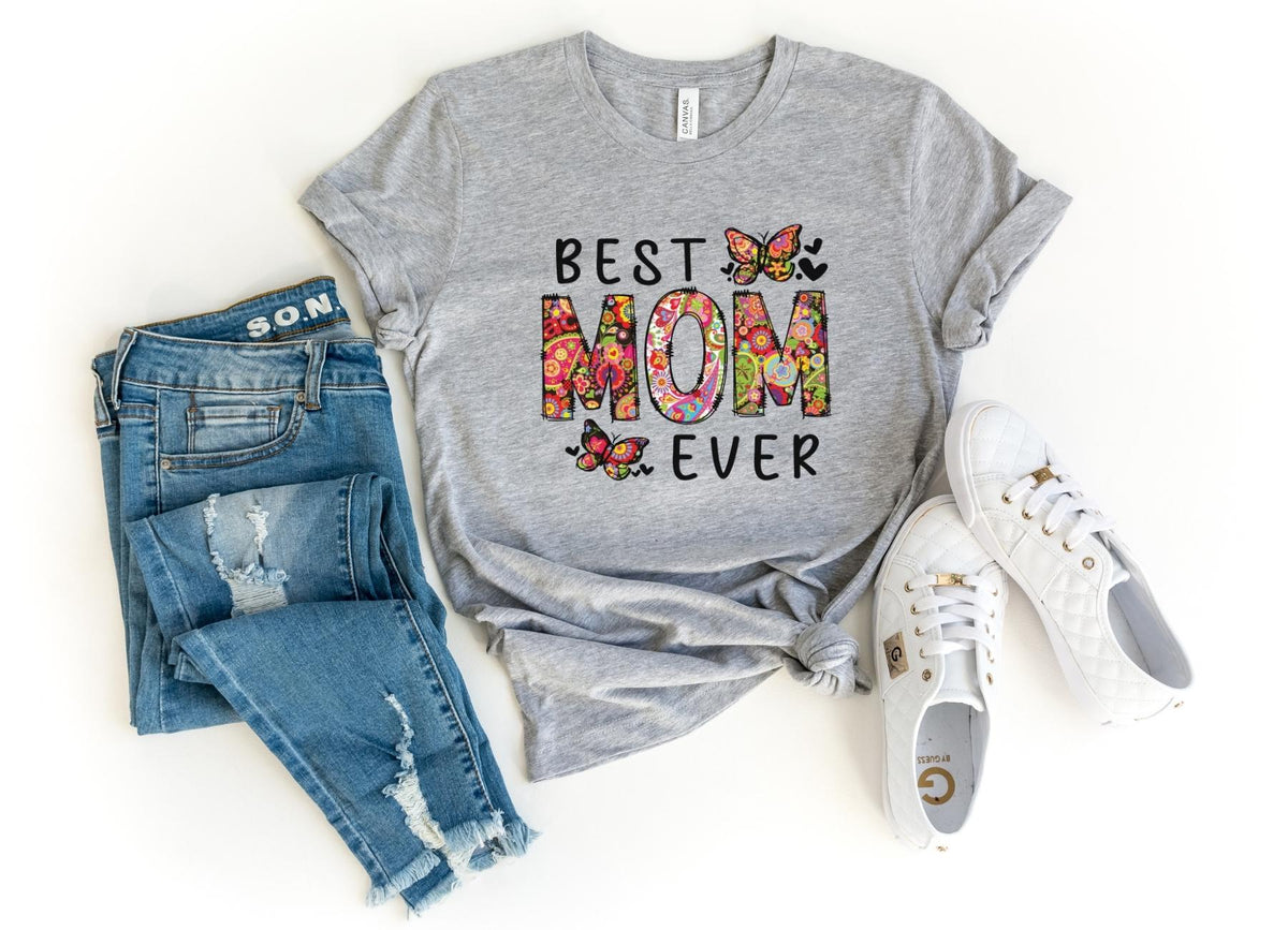 T-Shirt-Best Mom Ever (Paisley Design) T-Shirt-S-Athletic Heather-Jack N Roy