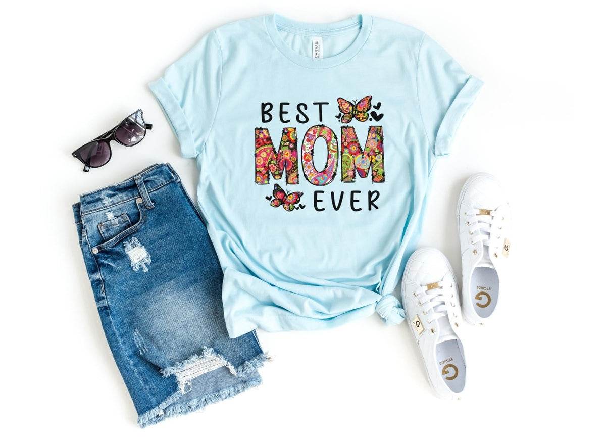 T-Shirt-Best Mom Ever (Paisley Design) T-Shirt-S-Heather Ice Blue-Jack N Roy