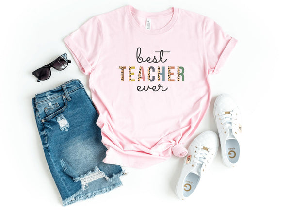 T-Shirt-Best Teacher Ever T-Shirt-S-Pink-Jack N Roy