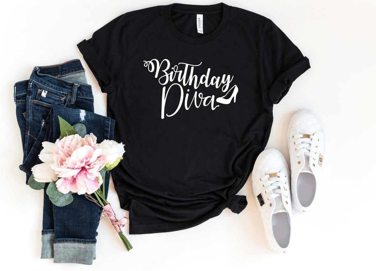 T-Shirt-Birthday Diva T-Shirt-S-Black-Jack N Roy