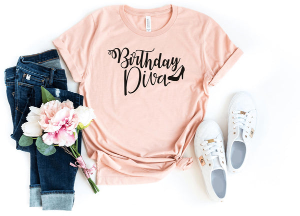 T-Shirt-Birthday Diva T-Shirt-S-Heather Peach-Jack N Roy