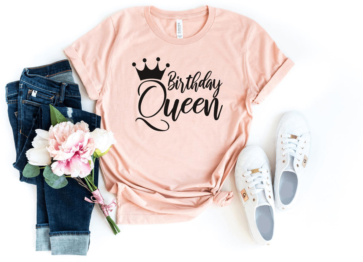 T-Shirt-Birthday Queen T-Shirt-S-Heather Peach-Jack N Roy