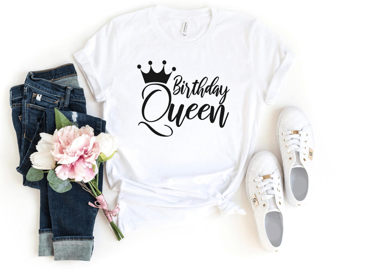 T-Shirt-Birthday Queen T-Shirt-S-White-Jack N Roy