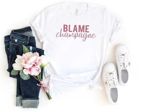 T-Shirt-Blame Champagne T-Shirt-S-White-Jack N Roy