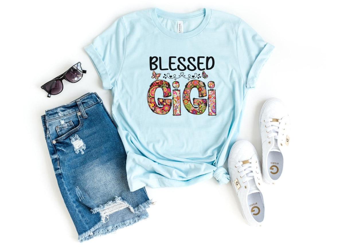 T-Shirt-Blessed Gigi (Paisley Design) T-Shirt-S-Heather Ice Blue-Jack N Roy