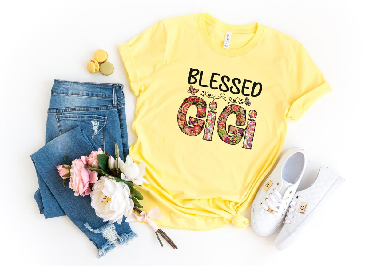 T-Shirt-Blessed Gigi (Paisley Design) T-Shirt-S-Yellow-Jack N Roy