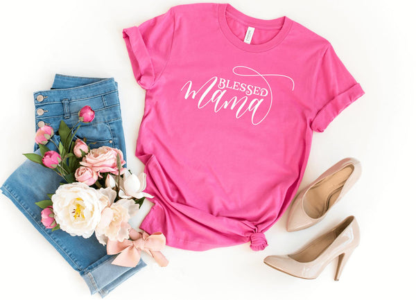 T-Shirt-Blessed Mama T-Shirt-S-Charity Pink-Jack N Roy