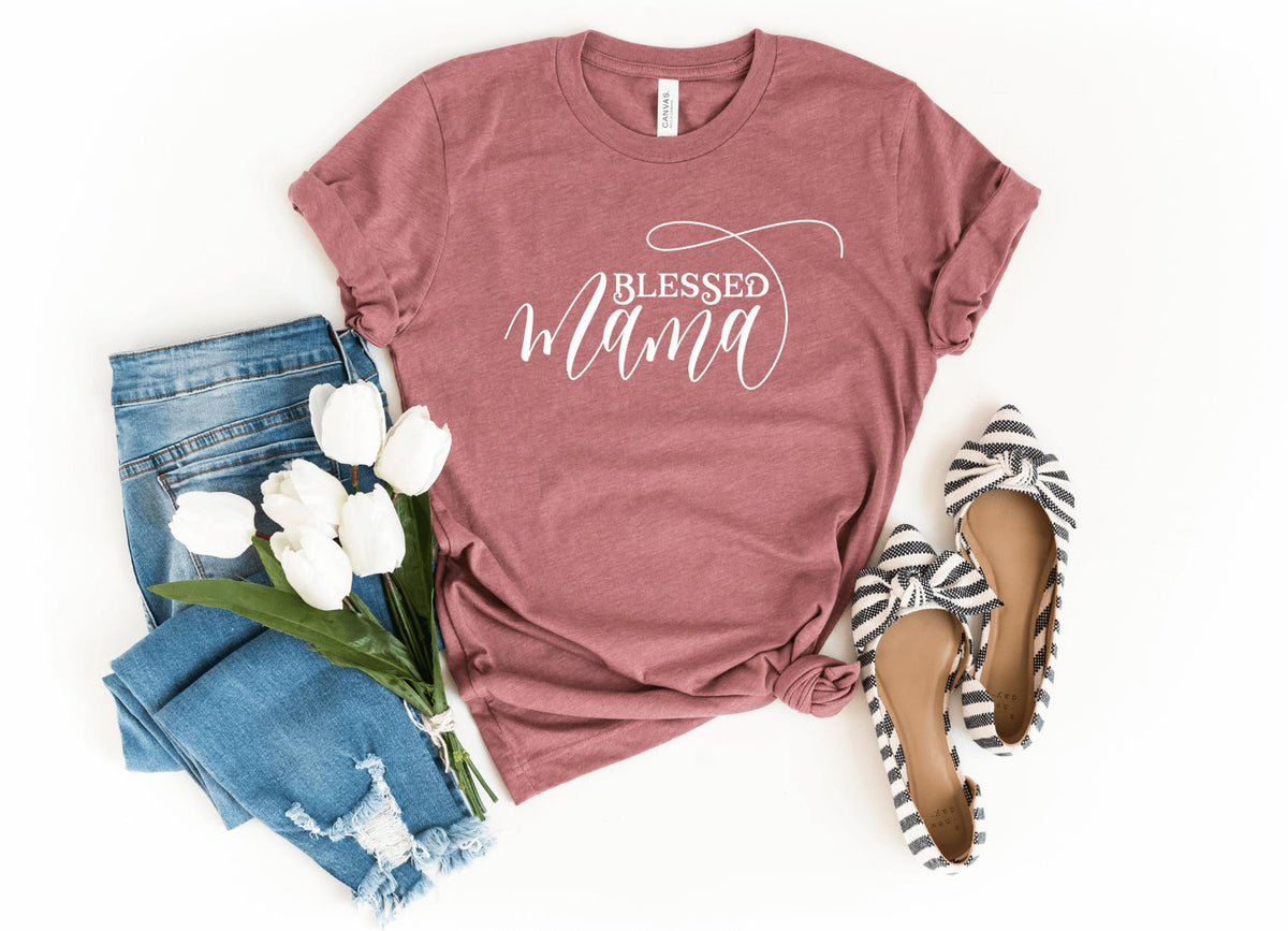 T-Shirt-Blessed Mama T-Shirt-S-Heather Mauve-Jack N Roy