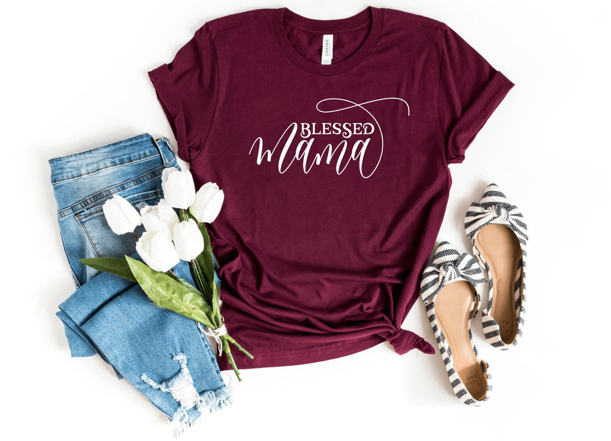 T-Shirt-Blessed Mama T-Shirt-S-Maroon-Jack N Roy