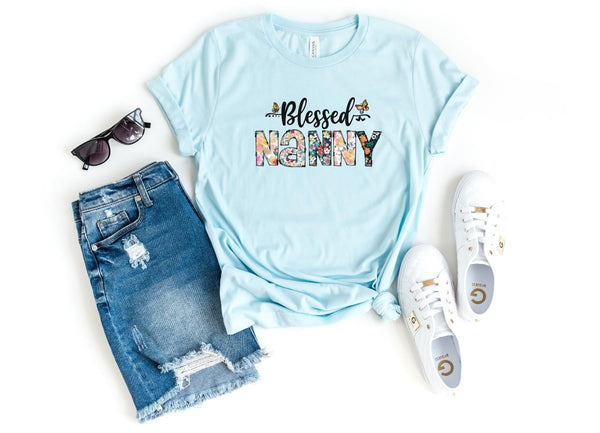 T-Shirt-Blessed Nanny (Paisley Design) T-Shirt-S-Heather Ice Blue-Jack N Roy