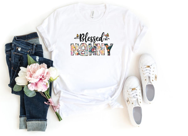 T-Shirt-Blessed Nanny (Paisley Design) T-Shirt-S-White-Jack N Roy