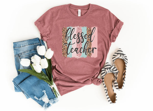 T-Shirt-Blessed Teacher T-Shirt-S-Heather Mauve-Jack N Roy