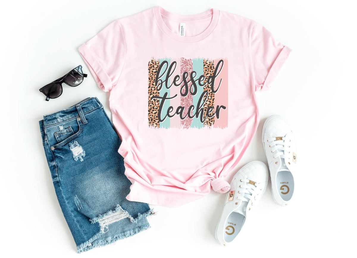 T-Shirt-Blessed Teacher T-Shirt-S-Pink-Jack N Roy