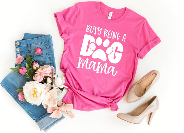 T-Shirt-Busy Dog Mama T-Shirt-S-Charity Pink-Jack N Roy