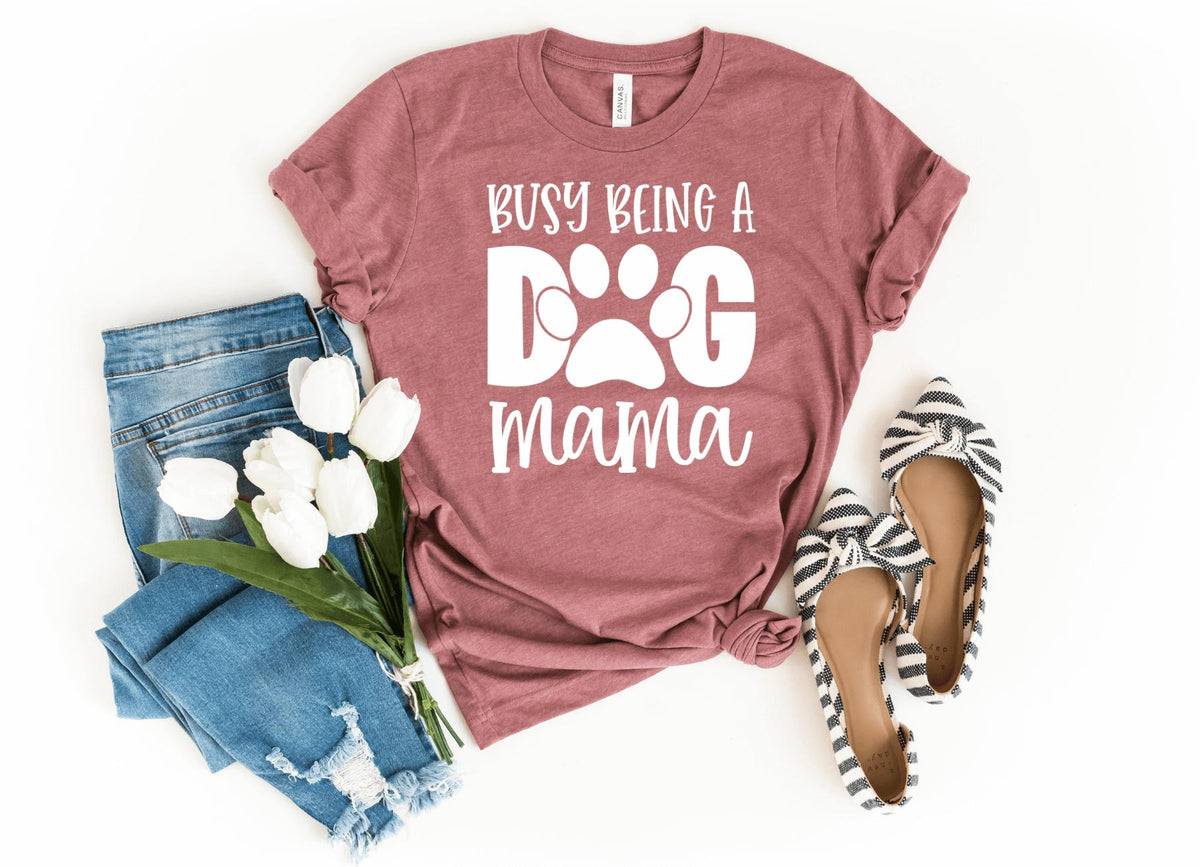 T-Shirt-Busy Dog Mama T-Shirt-S-Heather Mauve-Jack N Roy