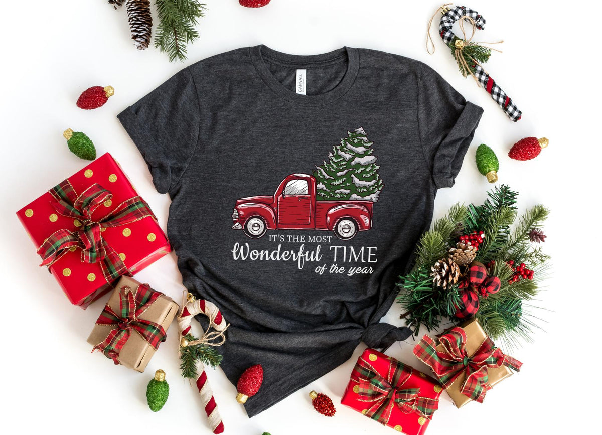 T-Shirt-Christmas Truck T-Shirt-S-Dark Grey Heather-Jack N Roy